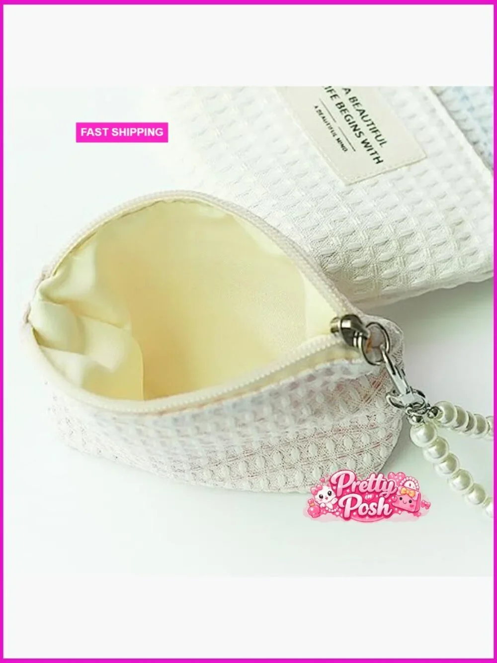 Cotton Plaid Mini Makeup Bag Zipper Pouch Travel Toiletry Organizer